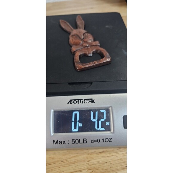 Vintage Rustic Rabbit Head Bottle Opener Cast Iron Bunny Handheld - Picture 7 of 7
